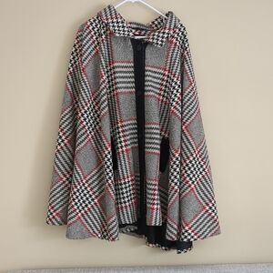 OSW Excelled Collection Wool Blend Button Front Cape Poncho